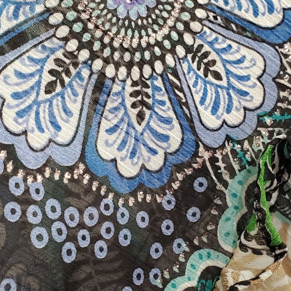 Maggie Barnes Size 5X Top Boho Floral Peasant 3/4 Bell Sleeves Lightweight Sheer - Picture 16 of 16